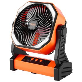 8 inch Rechargeable Camping Fan, Battery Operated with Light & Charging, 4 Speed Portable Outdoor Desktop Fan, 270-degree Manual Tilt for Tent, R