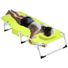 3-in-1 Heavy Duty Tanning Chair with Face Hole Adjustable 5-Position Folding Chaise Lounge Chairs for Outside Portable Lay Flat Beach Lounge Chai