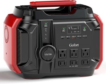 GOFORT Portable Power Station 540Wh/500W(Peak 1000W) 6 x AC 110V Outlets PD 60W Portable Solar Generator CPAP Battery Power Outage Supplies Emerg