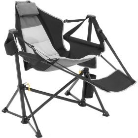 Reclining Camping Chair, 300 lbs Load Camping Hammock Chair, Rocking Lounge Folding Chair with Footrest, Storage Bag, Headrest & Adjustable Backr