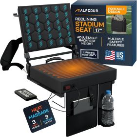 Alpcour Heated Massage Reclining Stadium Seat with Back Support for Bleachers