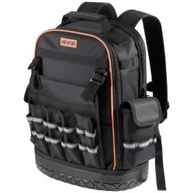 Tool Backpack, 64 Pockets, Heavy-duty Tools Storage Organizer Work Bags with Laptop Compartment & Molded Base