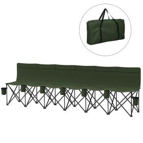 6 Seat Folding Camping Chair with Cup Holder and Carrying Case for Camping, Picnic, Sports Events, Dark Green