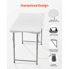 Folding Table, 4 Ft Heavy Duty Portable Fold-in-Half Utility Table, Indoor Outdoor Plastic Rectangle Table with Adjustable Height and Built in Handle