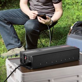 Modified Sine Wave Inverter, 3000Watt, DC 12V To AC 120V LCD Display Power Inverter With 3 AC Outlets 2 USB Port 1 Type-C Port 10 Spare Fuses, Fo (Option: Black)