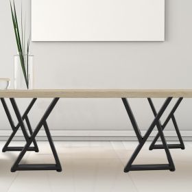 Metal Table Legs, 28x18 Inch Desk Legs, Set Of 2, Heavy Duty Bench Legs, Z Shape Metal Furniture Legs, Wrought Iron Coffee Table Legs, Home DIY F (Option: Black)