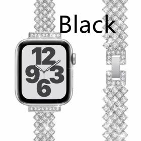 Metal Rhinestone Diamond Watch Band (Option: Black-38mm)