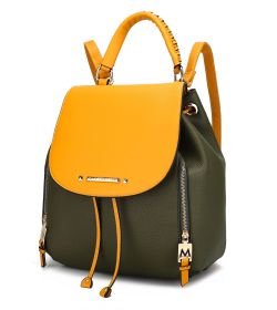 MKF Collection Kimberly Backpack Vegan Leather Women by Mia k (Color: Olive-Mustard, Material: Vegan Leather)