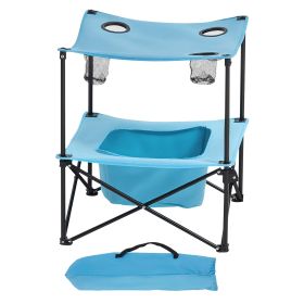 Folding Camping Table, Portable Outdoor Lightweight Picnic Table, 600D Oxford Fabric Waterproof Canvas Travel Beach Tables, with 4 Cup Holders (size: 22 inch)